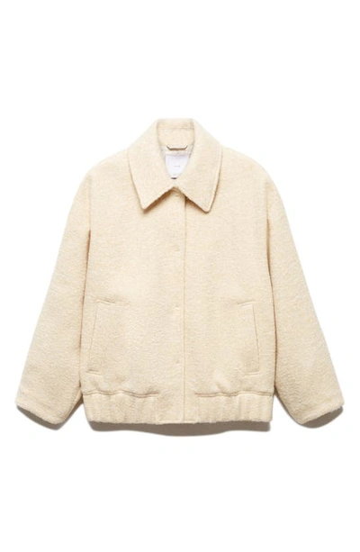 Mango Bomber Jacket With Shirt Collar Beige In Pastel Yellow