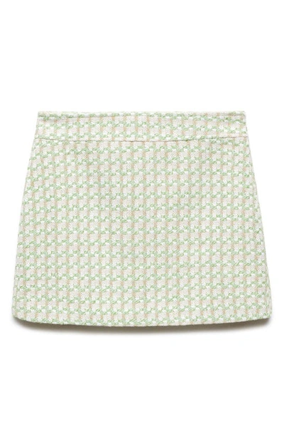 Mango Women's Check Tweed Miniskirt In Pastel Green