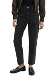 Mango High Waist Ankle Tapered Mom Jeans In Black Denim