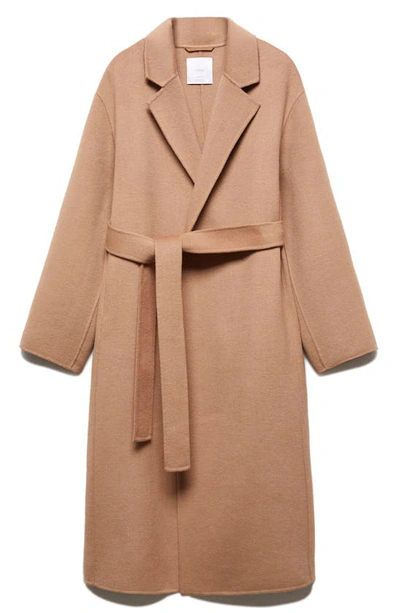 Mango Belt Handmade Coat Medium Brown In Marron Moyen