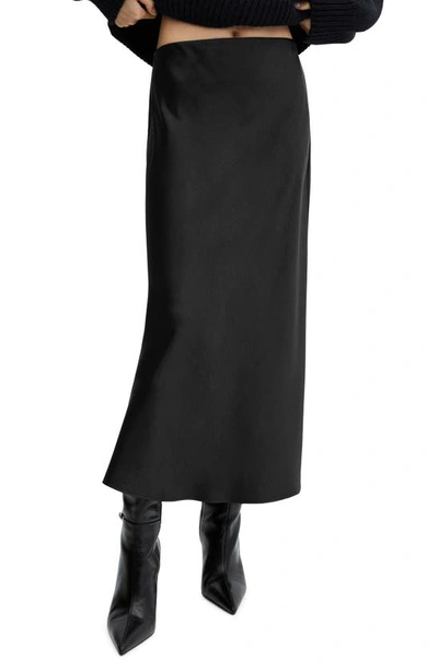 Mango Women's Midi Satin Skirt In Black