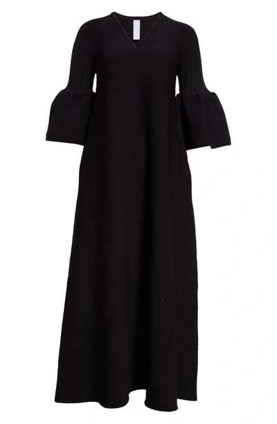 Cfcl Womens Black Pottery Bell-sleeve Recycled-polyester Midi Dress