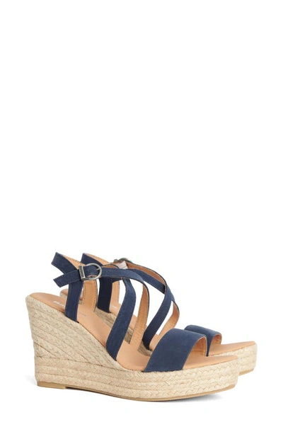 Barbour Lucia Womens Wedge Espadrilles In Dark Navy