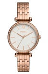 FOSSIL TILLIE THREE HAND QUARTZ CZ BEZEL BRACELET WATCH, 36MM