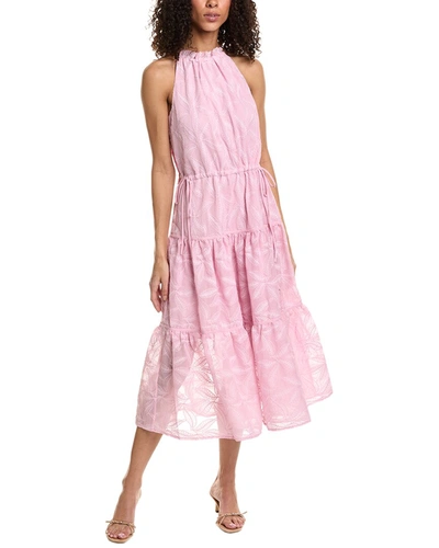 Ted Baker Embroidered Midi Dress In Pink