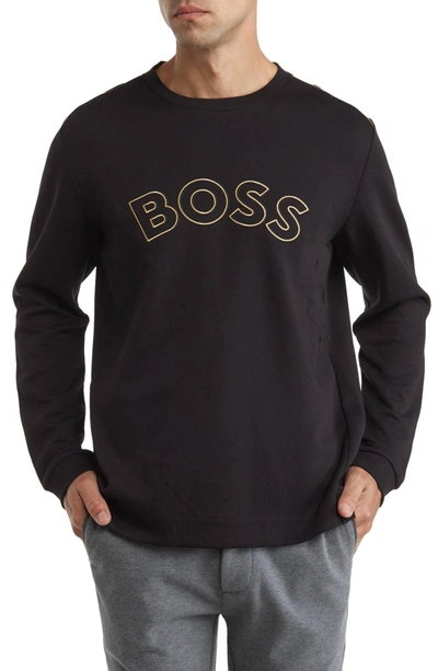 Hugo Boss Salbo Iconic Us Sweatshirt In Black