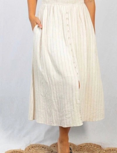 White Birch Striped Woven Skirt In Oatmeal In White