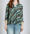Apny V Neck With Tassel Tie In River Rock In Gold