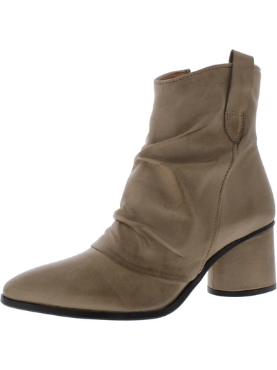 Miz Mooz Jared Womens Block Heel Pointed Toe Ankle Boots In Beige