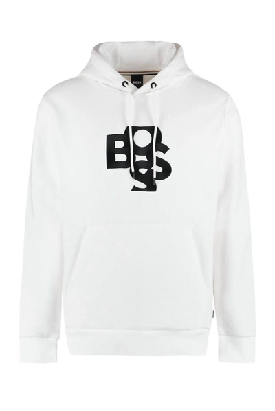 Hugo Boss Men's Seeger 105 Logo Hoodie Sweatshirt In White