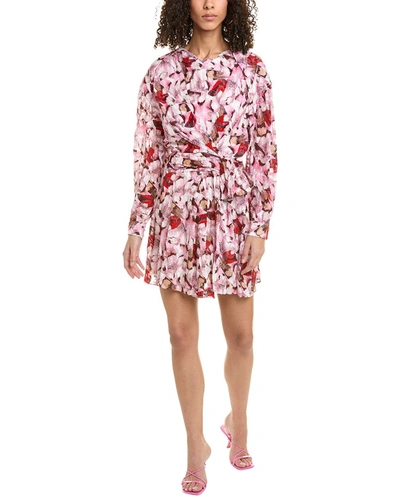 Iro Cedar Draped Printed Fil Coupé Silk And Cotton-blend Mini Dress In Pink