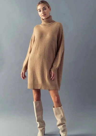 Urban Daizy Anything But Average Sweater Dress In Camel In Brown