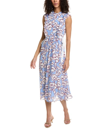Ted Baker Frilled Midi Dress In Blue