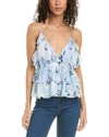 Iro Amars Tiered Printed Crepon Top In Blue