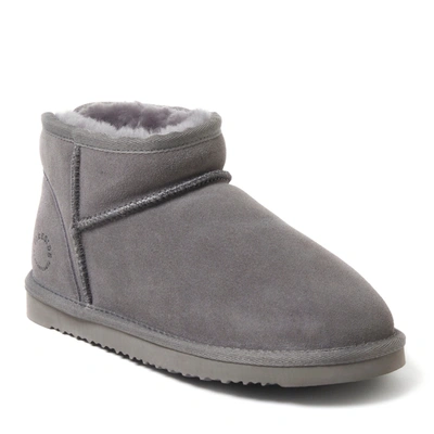 Dearfoams Women's Riverland Genuine Shearling Micro Bootie In Sleet