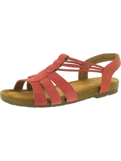 Earth Origins Laney Womens Suede Ankle Strap Slingback Sandals In Pink