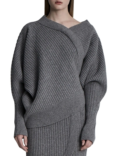Lvir Womens Merino Wool Cashmere Pullover Sweater In Grey