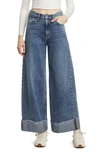 Rag & Bone Sofie Cuffed High Waist Wide Leg Jeans In Pebbles