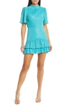Saylor Fione Ruffle Cocktail Minidress In Cornflower Blue