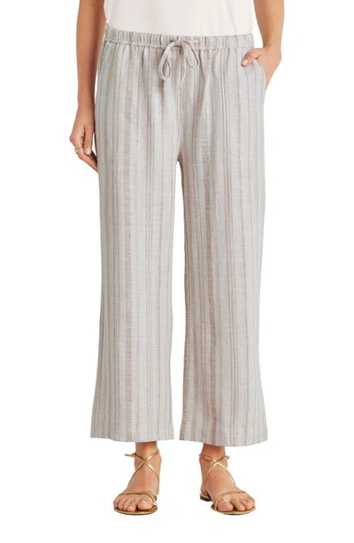 Splendid Angie Linen Viscose Stripe Wide-leg Pants In Fawn Yarn