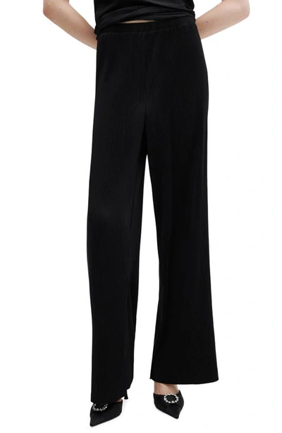 Mango Wide Leg Slouchy Pants In Black