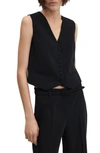 Mango Suit Waistcoat With Buttons Black In Black