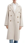 Mango Handmade Oversized Wool Coat Light/pastel Grey