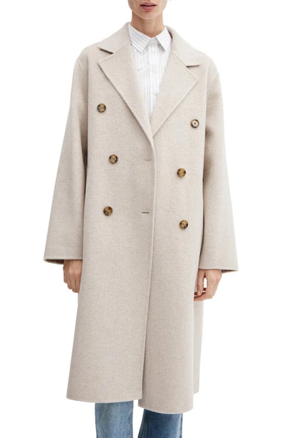 Mango Handmade Oversized Wool Coat Light/pastel Grey In Light Beige/ Pastel Grey