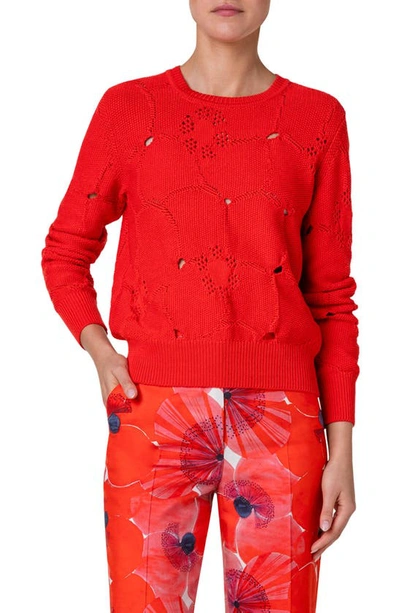 Akris Anemones Jacquard Knit Pullover In Poppy