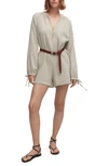 Mango Short Jumpsuit With Buttons Light/pastel Grey In Light/ Pastel Grey