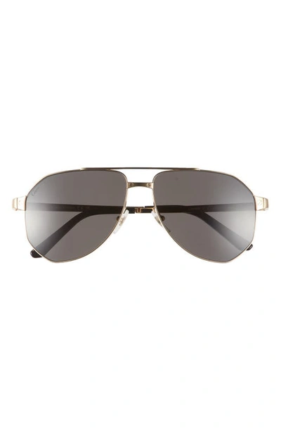 Cartier Men's Ct0461sm Metal Aviator Sunglasses In 001 Smooth And Br