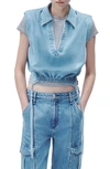 RAG & BONE FIONA ULTRA FEATHERWEIGHT SLEEVELESS DENIM CROP TOP