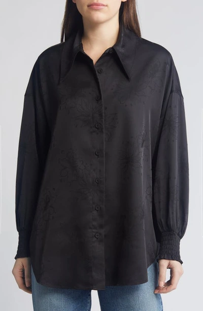 Allsaints Charli Relaxed Fit Jacquard Shirt In Black