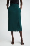 St John Stretch Cady Midi Skirt In Spruce