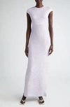 St John Cap-sleeve Sequin Stretch Knit Gown In Dusty Lavender