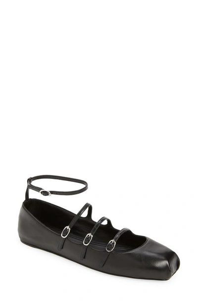 Alexander Mcqueen Leather Mary Jane Trio Ballerina Flats In Black