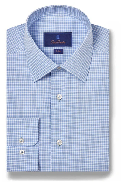 DAVID DONAHUE TRIM FIT DOBBY MICROCHECK DRESS SHIRT