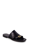 Free People Womens Leather Padded Isole Slide Sandals In Black