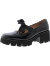 ALL BLACK WOMENS PATENT LEATHER SLIP-ON MARY JANES