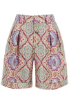 Etro Paisley Print Silk Shorts In Multicolor