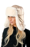 Marcus Adler Metallic Faux Fur Trapper Hat In Rose