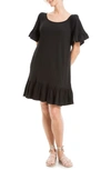 Max Studio Ruffle Trim Jersey Dress In Black