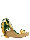 DOLCE & GABBANA FLORAL PRINT WEDGE WEDGES MULTICOLOR