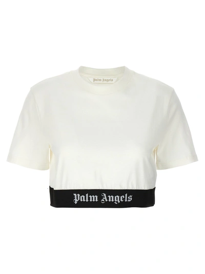 PALM ANGELS LOGO TAPE CROP T-SHIRT WHITE/BLACK