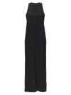 SAINT LAURENT LONG CREPE SATIN DRESS DRESSES BLACK