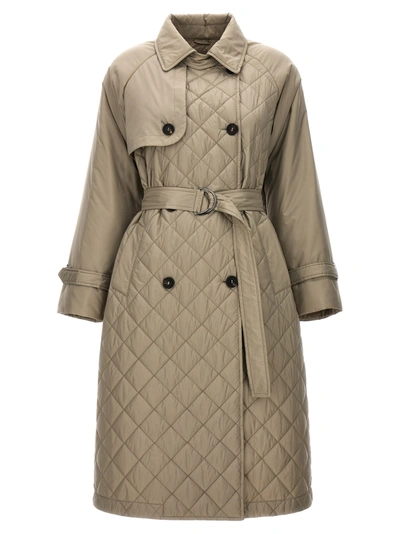 BRUNELLO CUCINELLI QUILTED TRENCH COAT COATS, TRENCH COATS BEIGE