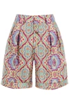 Etro Pleated Printed Silk-twill Shorts