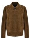 BRIONI SUEDE BLOUSE CASUAL JACKETS, PARKA BEIGE