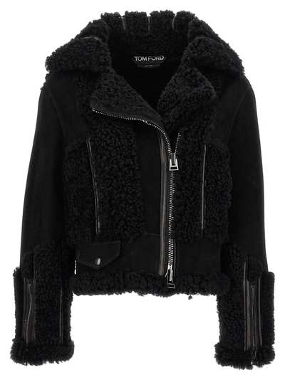 TOM FORD SUEDE SHEARLING JACKET CASUAL JACKETS, PARKA BLACK