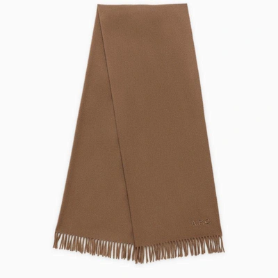 Apc A.p.c. Ambroise Brodee Beige Virgin Wool Scarf Women